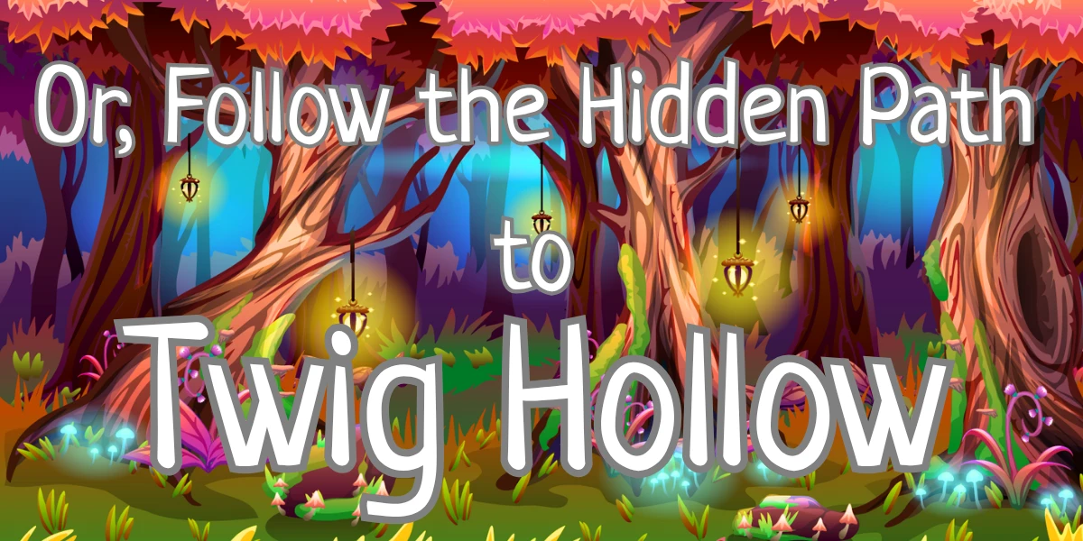 A friendly scarecrow stands at the entrance to Twig Hollow, a hidden path in Vesta Grove